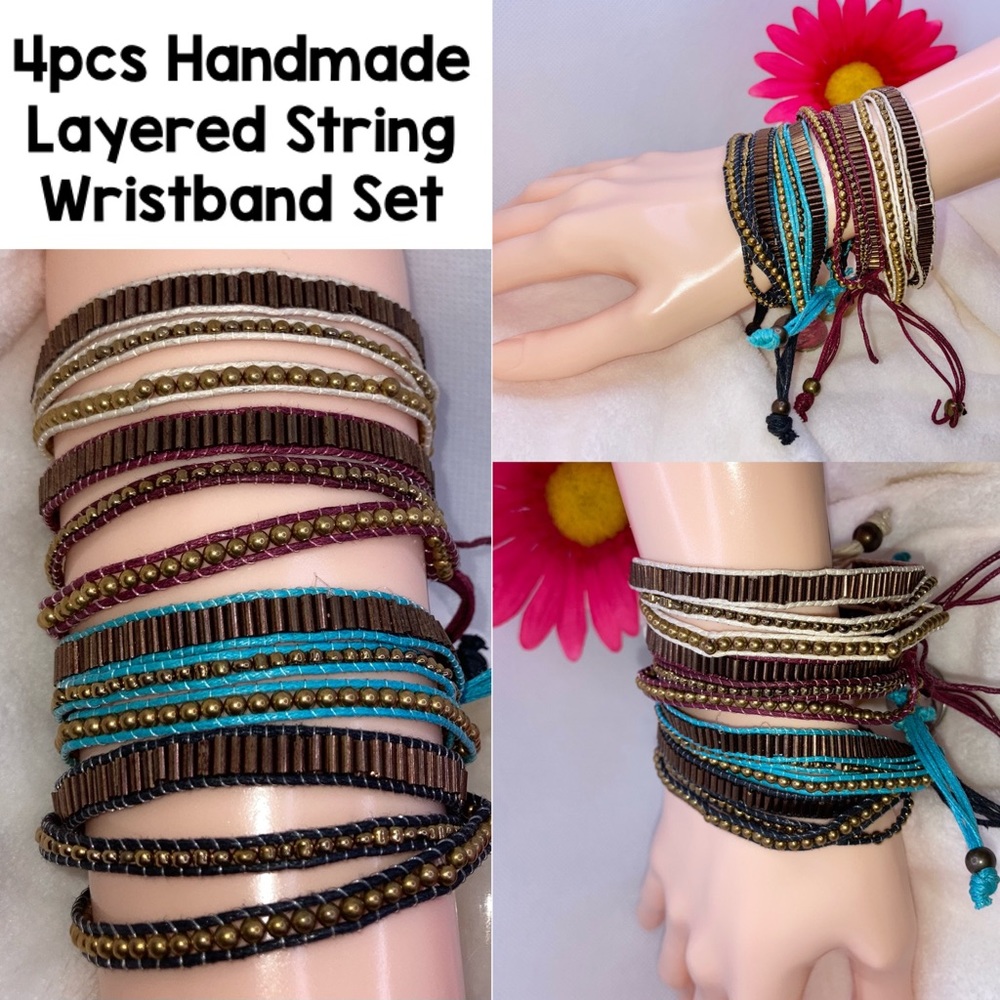 4pcs Unique Handmade Layered String Bracelet Set